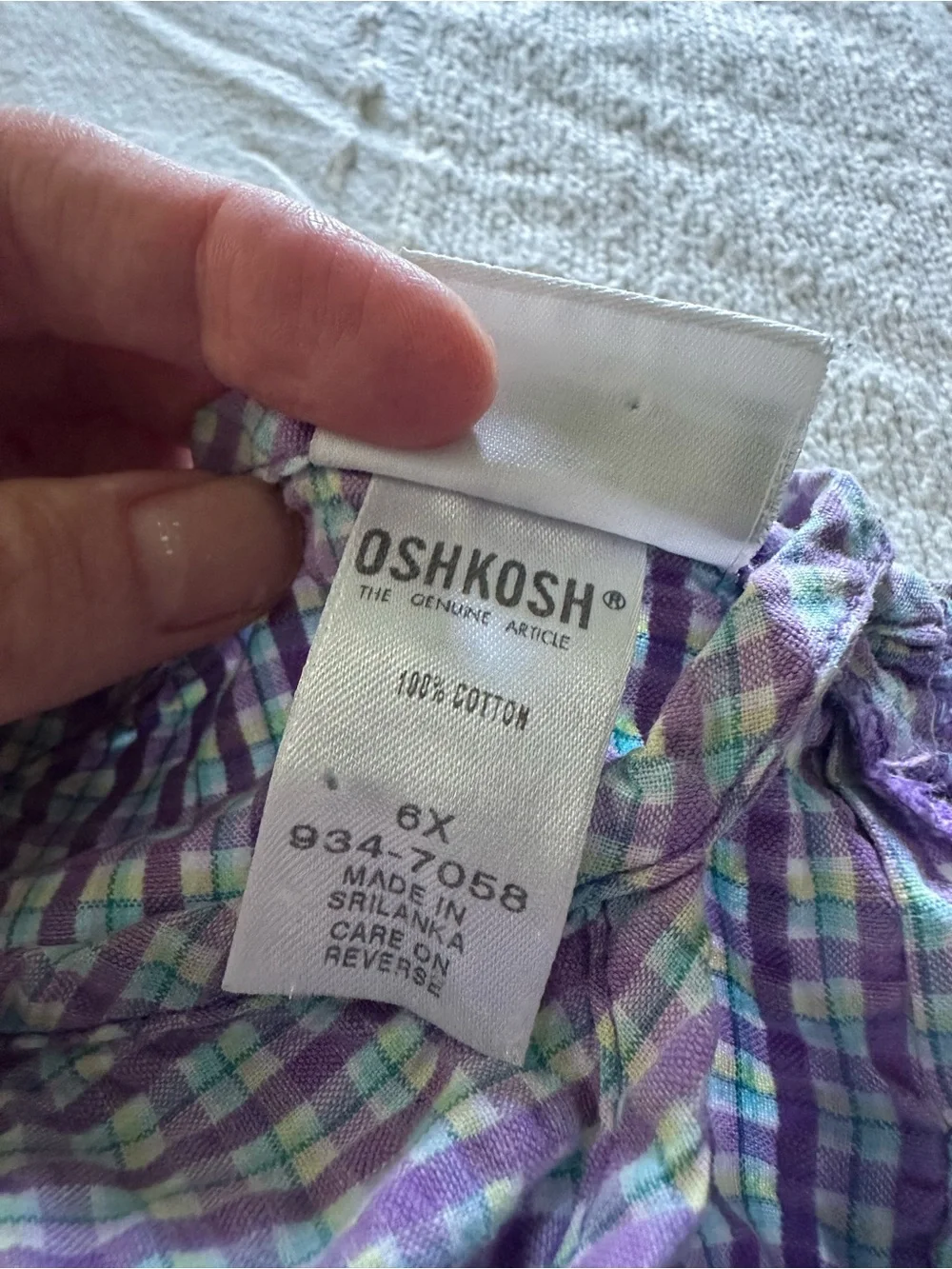 Vintage OshKosh B'gosh Purple Plaid Smocked Sundress